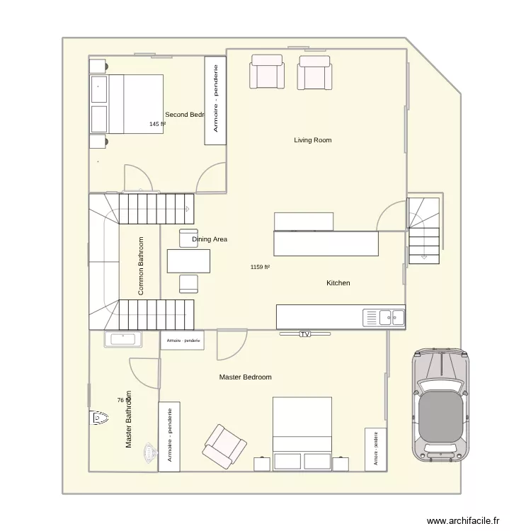 Villa No. 66 1. Floor plan with 3  and 149 m²
