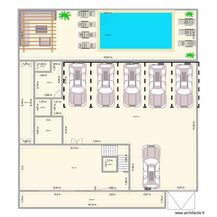 PROJET R+4 asc4 400sqm. Floor plan with 