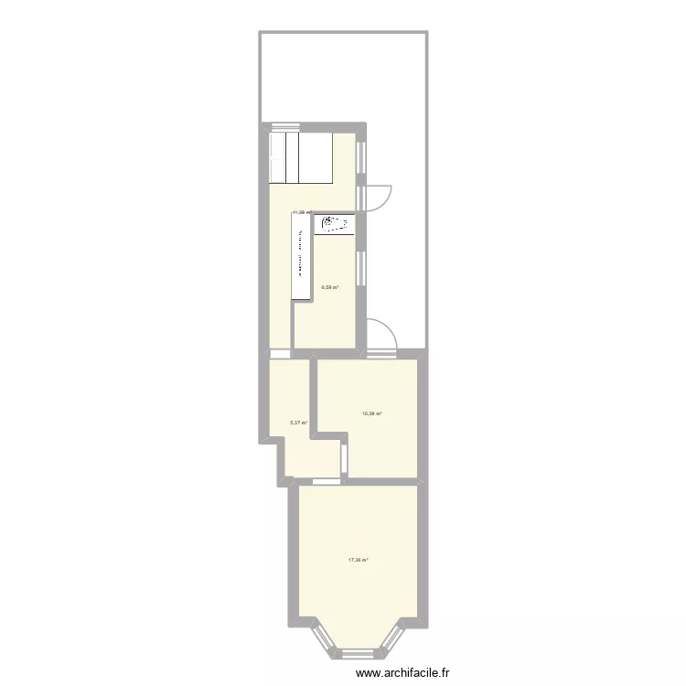 Garden flat Shorrolds road 1. Floor plan with 5  and 51 m²