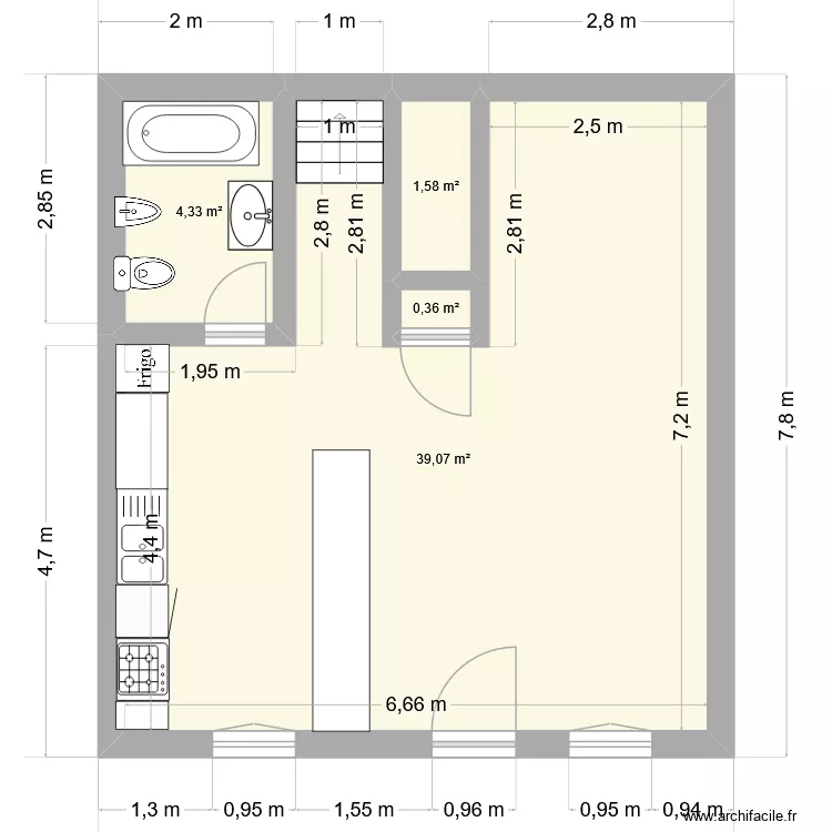 RCH. Floor plan with 4 Rooms and 45 m² RCH. Floor plan with 4 Rooms and 45 m²