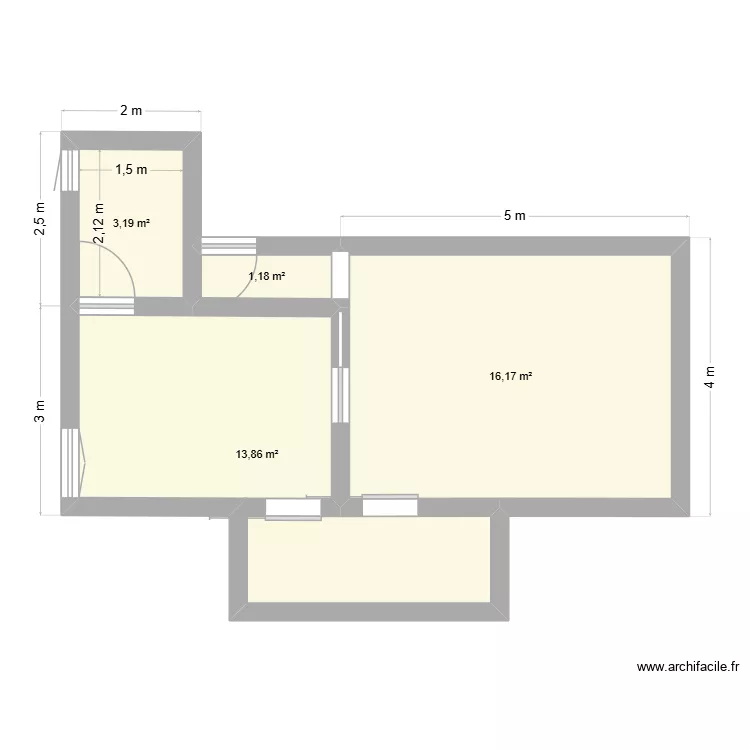 prova pratica. Floor plan with 4  and 34 m²