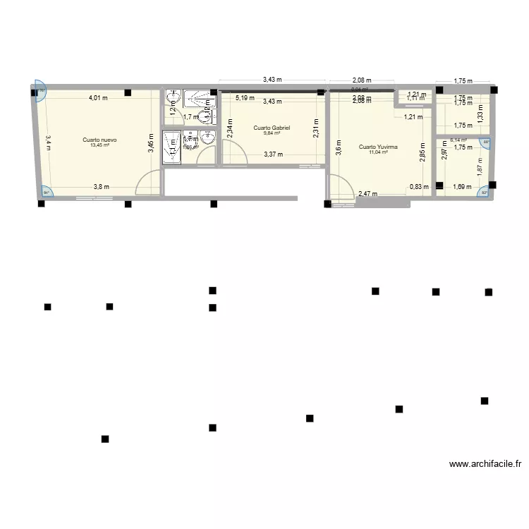 Proyecto Casa (Cuarto Nuevo). Floor plan with 6 rooms and 42 m²