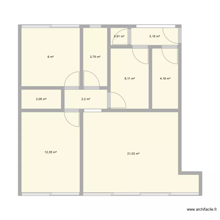 Original. Floor plan with 10 and 64 m² Original. Floor plan with 10 and 64 m²