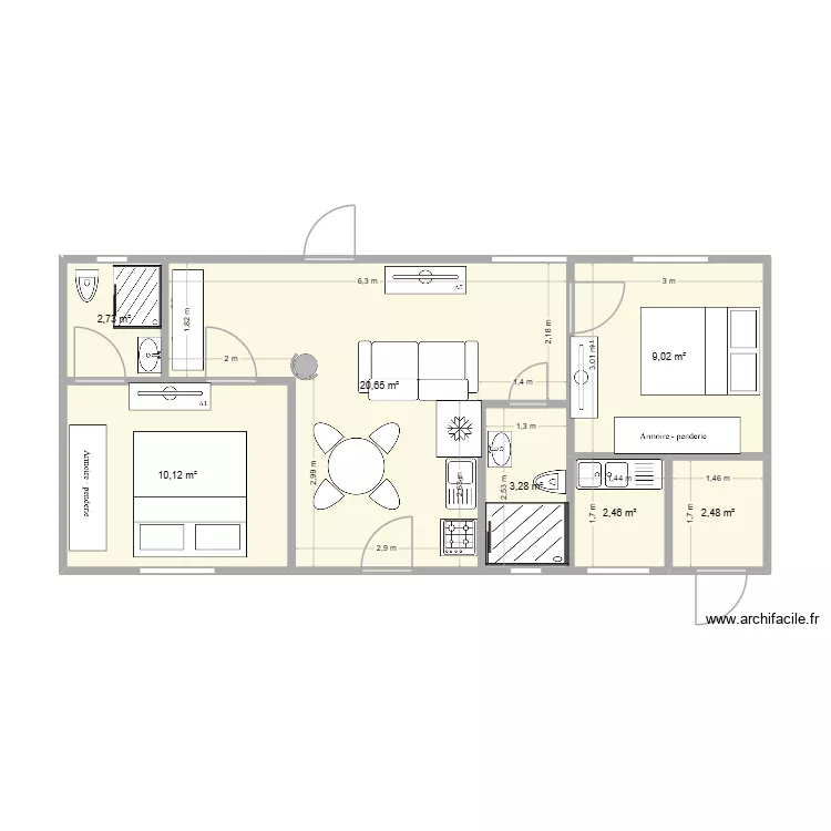 casa do campo. Floor plan with 7  and 51 m²
