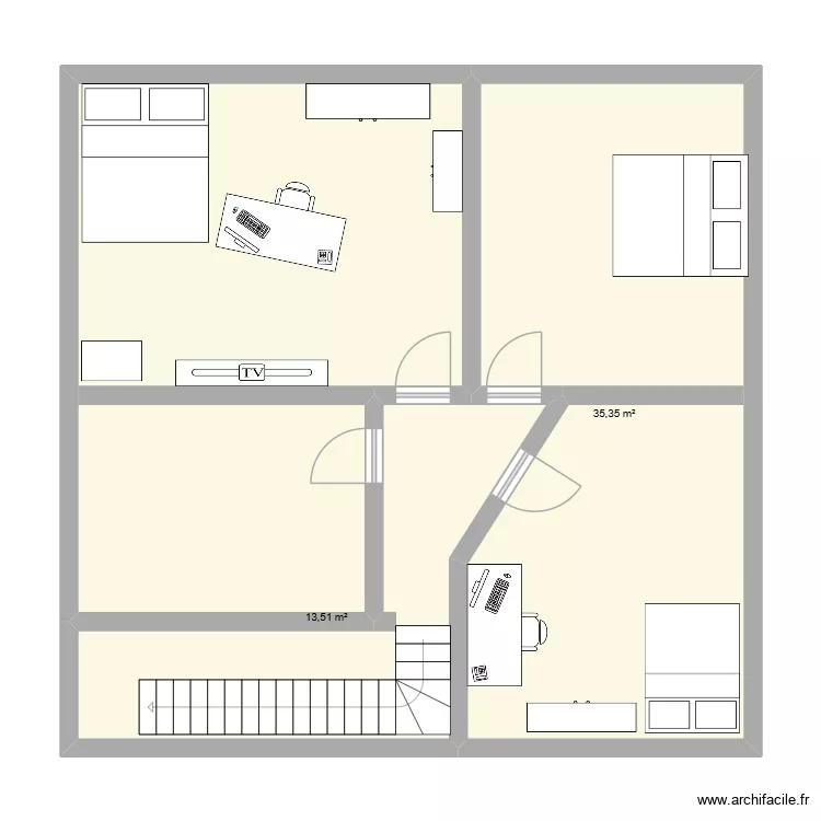 My homes second floor. Floor plan with 3  and 87 m²
