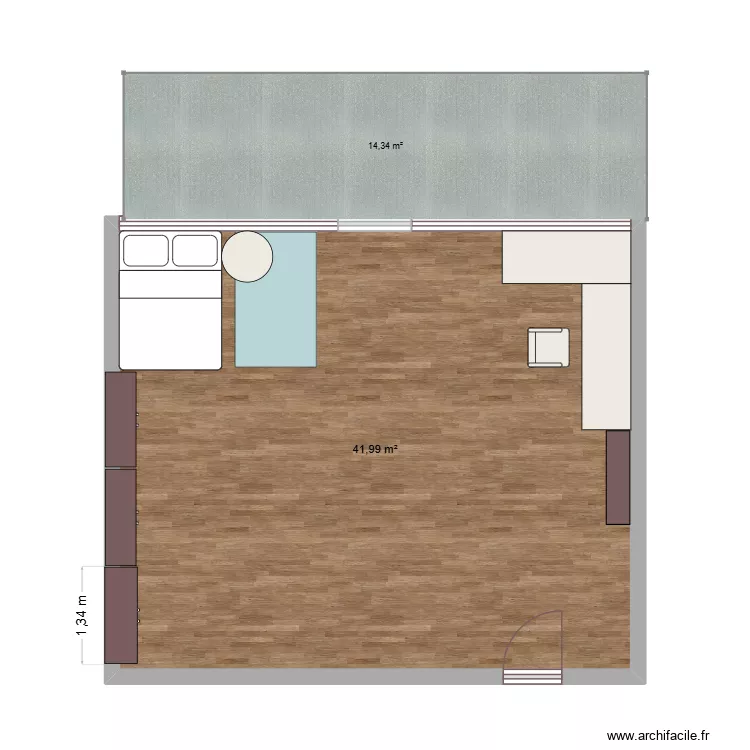 Chambre. Floor plan with 1 Room and 42 m²