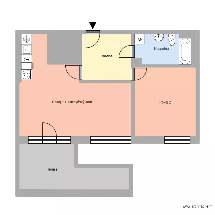 čs. exilu 533, byt 19. Floor plan with 14  and 191 m²