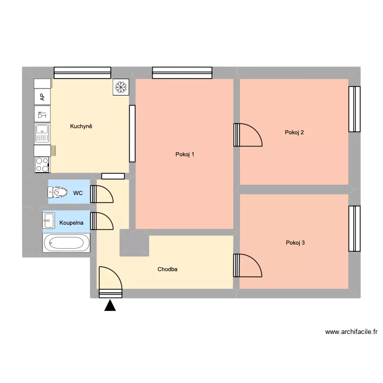 E.F. Buriana 2379, byt 3. Floor plan with 14 Rooms and 195 m² E.F. Buriana 2379, byt 3. Floor plan with 14 Rooms and 195 m²