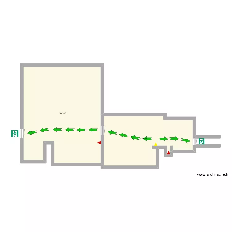 Plan de evacuaci&oacute;n. Floor plan with 2  and 82 m²