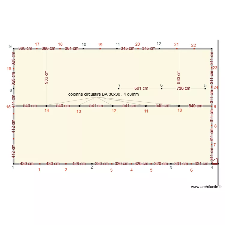 colonne circlaire. Floor plan with colonne circlaire. Floor plan with
