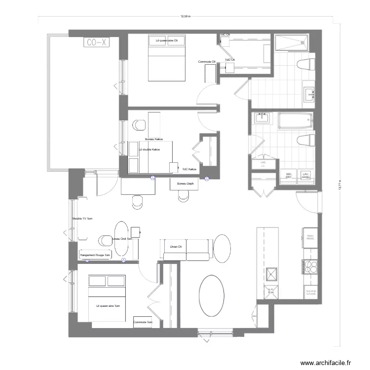 Appart Coloc 610 approuv&eacute; par colocs room switch. Floor plan with 