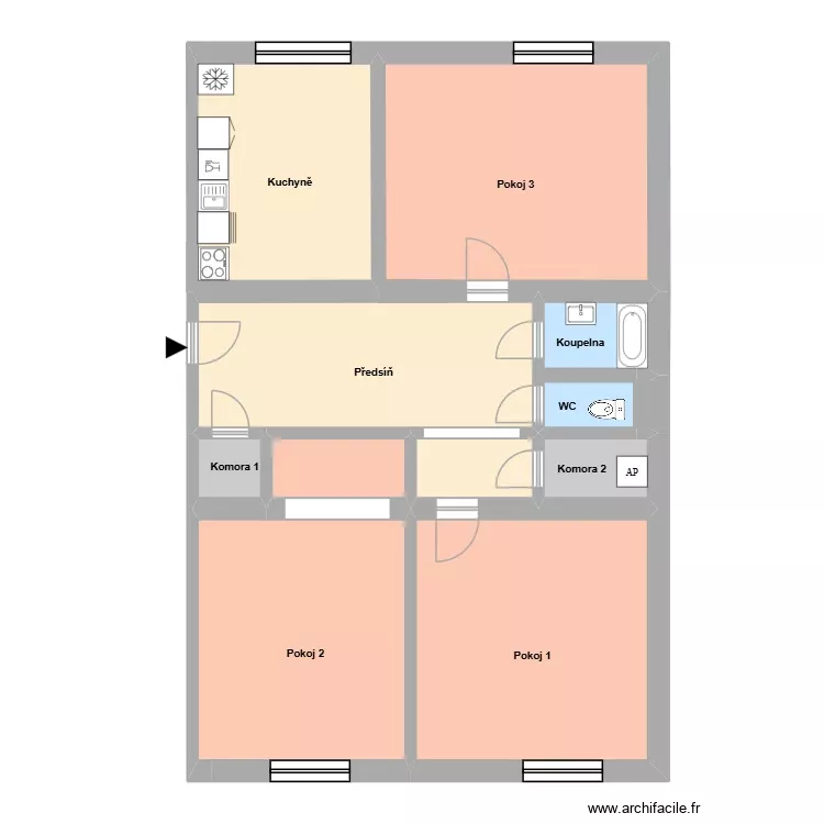 Marxova 367 byt 3. Floor plan with 15 Rooms and 221 m² Marxova 367 byt 3. Floor plan with 15 Rooms and 221 m²