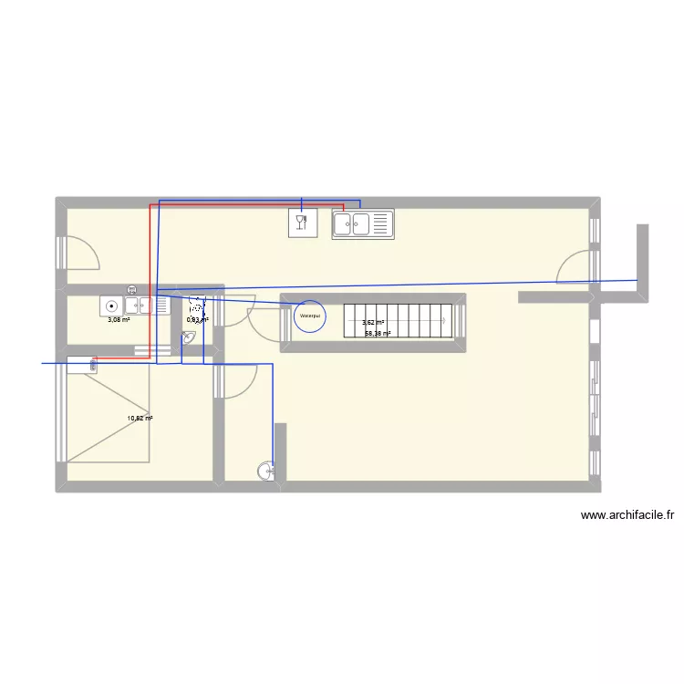 Benedenverdieping. Floor plan with 5  and 83 m²