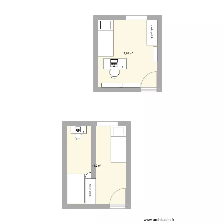chambre maintenant 2. Floor plan with 2  and 27 m²