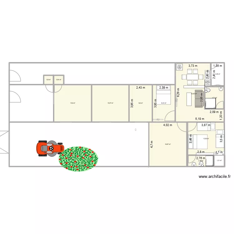 Casa antonio maria. Floor plan with 13  and 121 m²