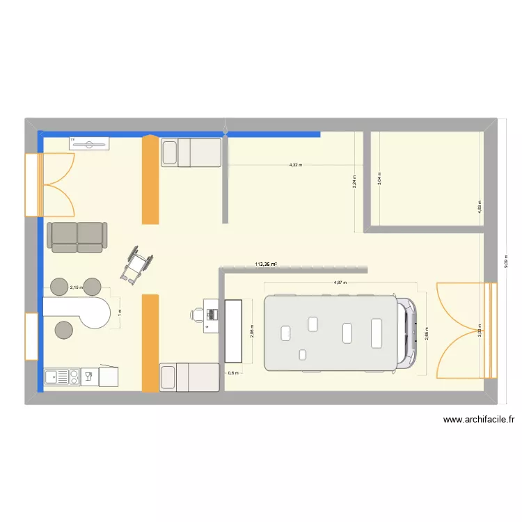 michel coloc. Floor plan with 1  and 113 m²