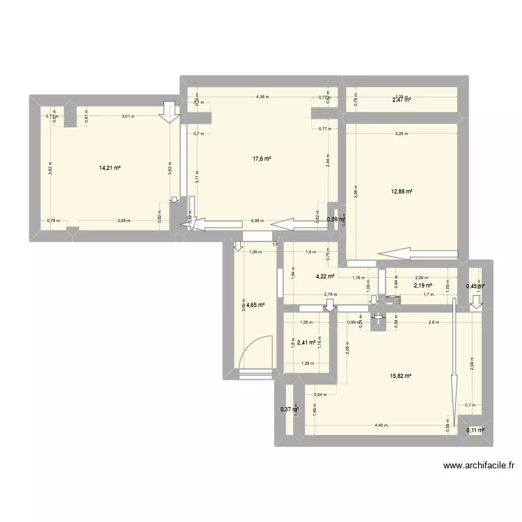 Suha reka Obzavejdane. Floor plan with 13  and 77 m²