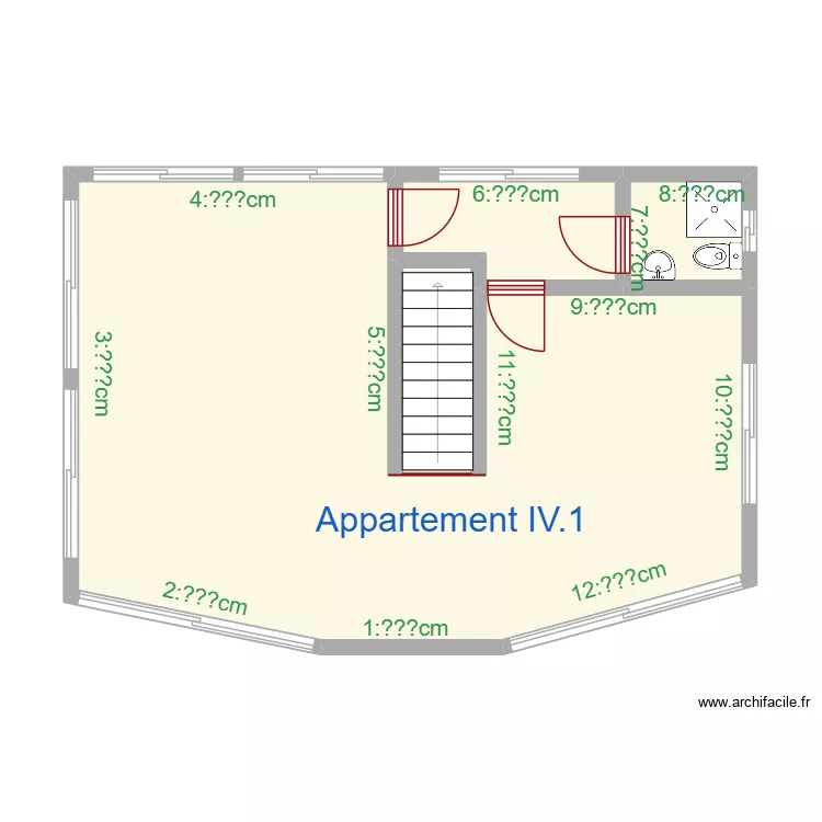 appartement IV. Floor plan with 4  and 56 m²