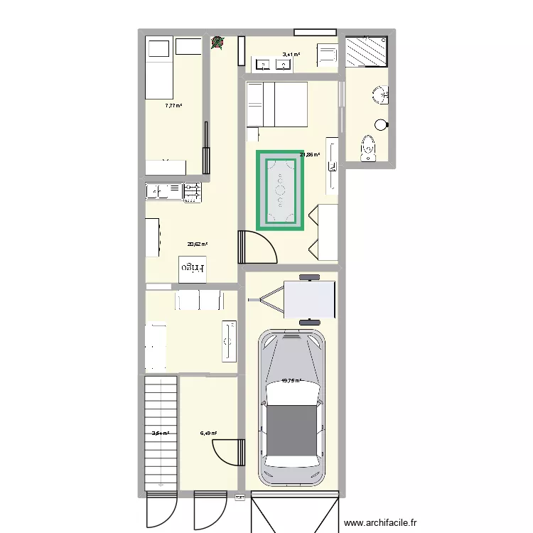 casa de baixo. Floor plan with 7  and 83 m²