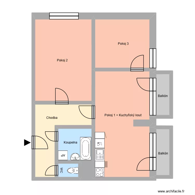 ČSA 798, byt 58. Floor plan with 13  and 191 m²