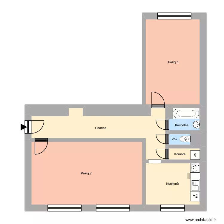 Na N&aacute;břež&iacute; 653, byt 6. Floor plan with 