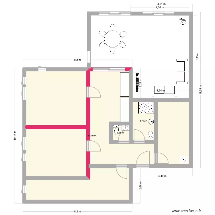 Reuten 2. Floor plan with 3  and 87 m²