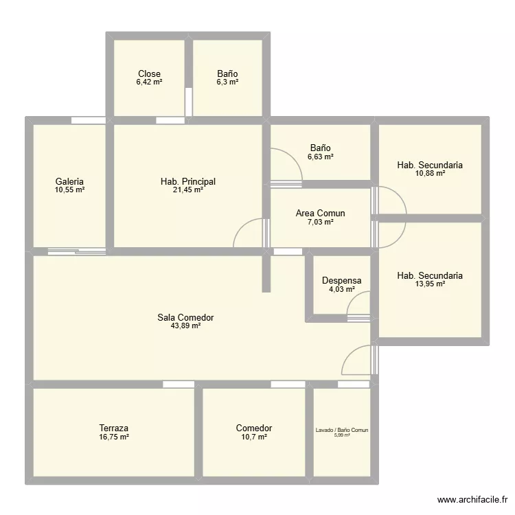 Plano Casa No.2. Floor plan with 13 and 165 m² Plano Casa No.2. Floor plan with 13 and 165 m²