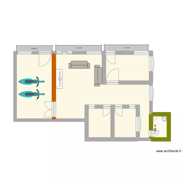 Ange House plan (3). Floor plan with 6 Rooms and 39 m²
