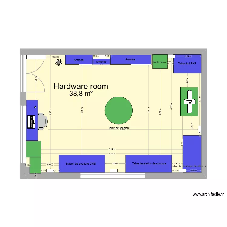 Layout Test lab 3. Floor plan with 1  and 39 m²