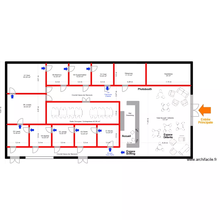 2eme Plan Rush Le Mans. Floor plan with 13  and 429 m²