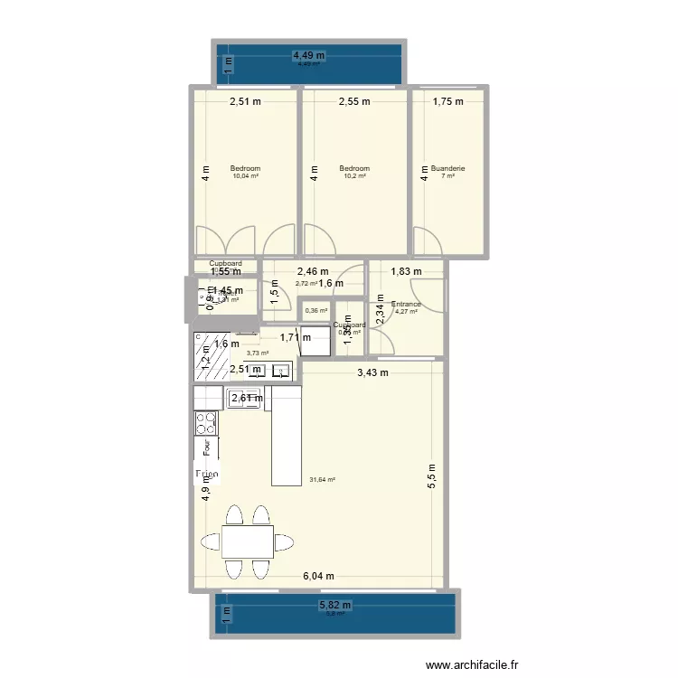 Plan modifié version théo avec cuisine. Floor plan with 13 and 83 m² Plan modifié version théo avec cuisine. Floor plan with 13 and 83 m²