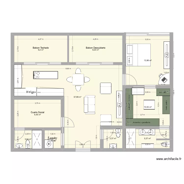 Dep Piso 2 BB. Floor plan with 10  and 102 m²