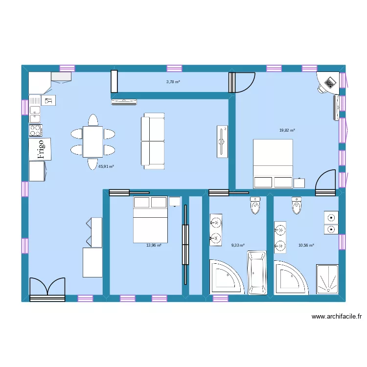 math. Floor plan with 6  and 103 m²