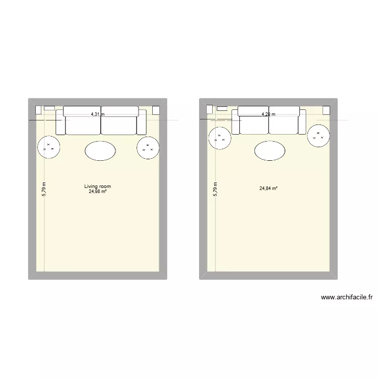 Sofa. Floor plan with 2  and 50 m²