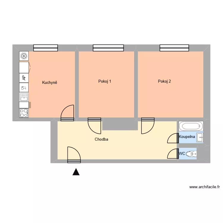 Hlavn&iacute; tř&iacute;da 706 byt 3 OV. Floor plan with 8 Rooms and 67 m²