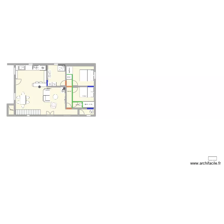 Test 6. Floor plan with 5 rooms and 71 m²