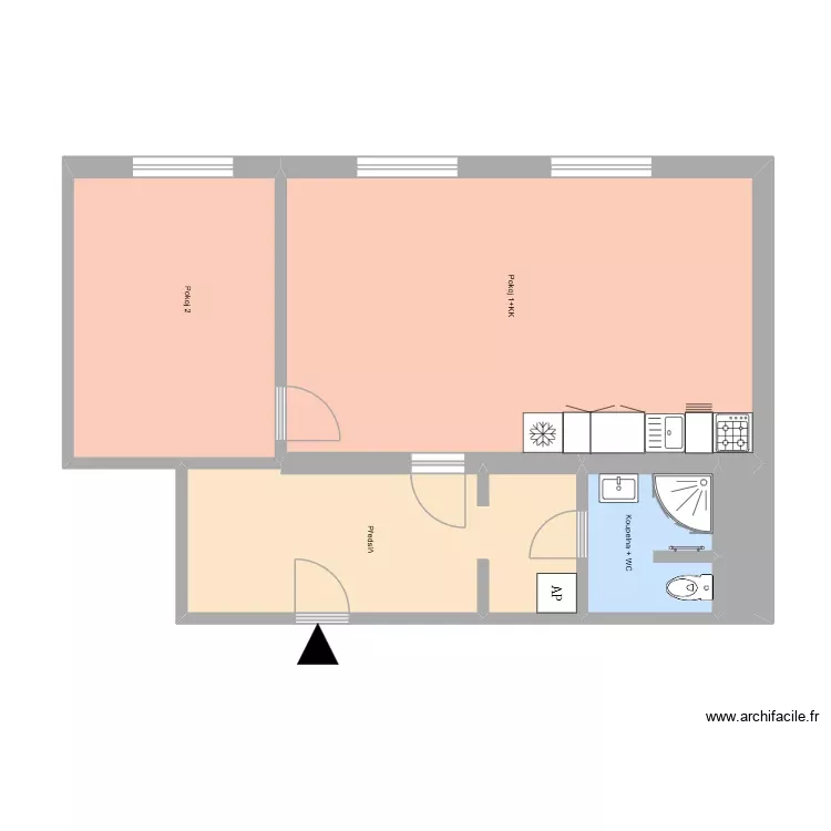 Komenského 607 byt 18. Floor plan with 5 Rooms and 57 m² Komenského 607 byt 18. Floor plan with 5 Rooms and 57 m²