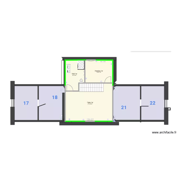 Colombes 1er. Floor plan with 3 rooms and 46 m²