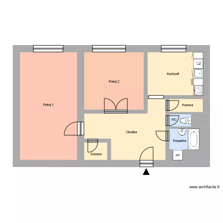 Čkalovova 860, byt 18. Floor plan with 16  and 188 m²