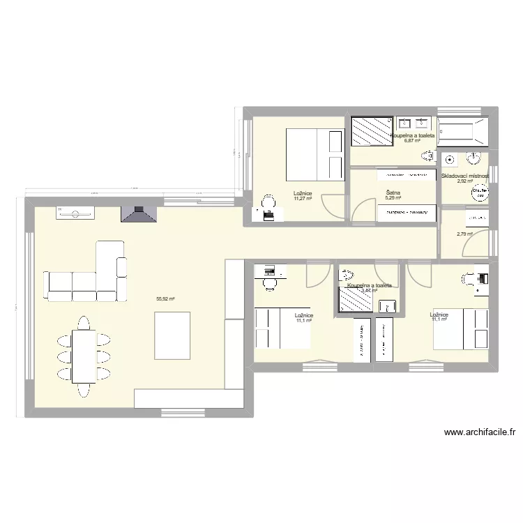 Dům men&scaron;&iacute; V.. Floor plan with 9  and 111 m²