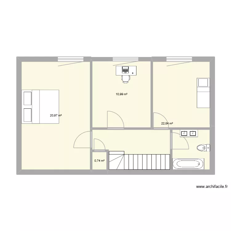 Obergeschoß Reihenhaus. Floor plan with 4 and 56 m² Obergeschoß Reihenhaus. Floor plan with 4 and 56 m²