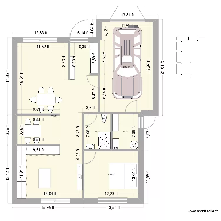 Condo1. Floor plan with 5  and 95 m²