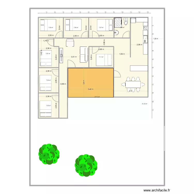 playa. Floor plan with 10  and 440 m²