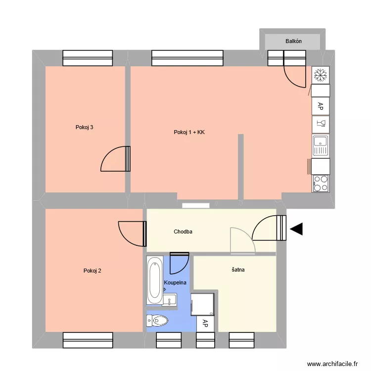 Dukelsk&aacute; 636 byt 5. Floor plan with 12  and 189 m²