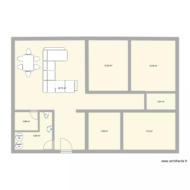 Nacrt 1. Floor plan with 8  and 99 m²