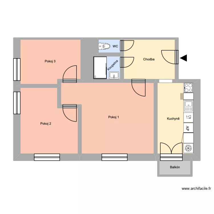 Komensk&eacute;ho 667, byt 10. Floor plan with 13 Rooms and 184 m²