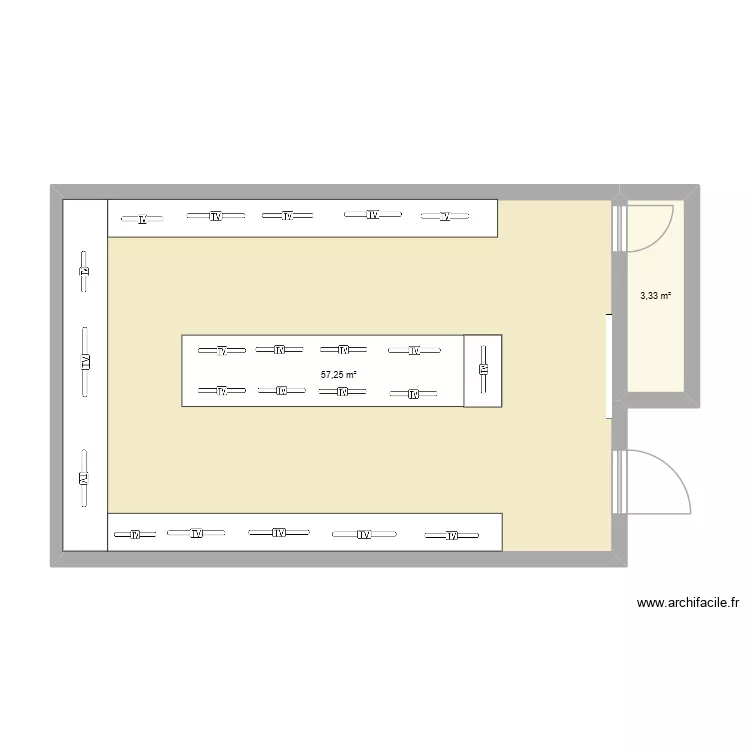 abitacion de computacion. Floor plan with 2  and 61 m²