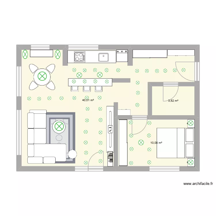 zadatak 3. Floor plan with 3  and 54 m²