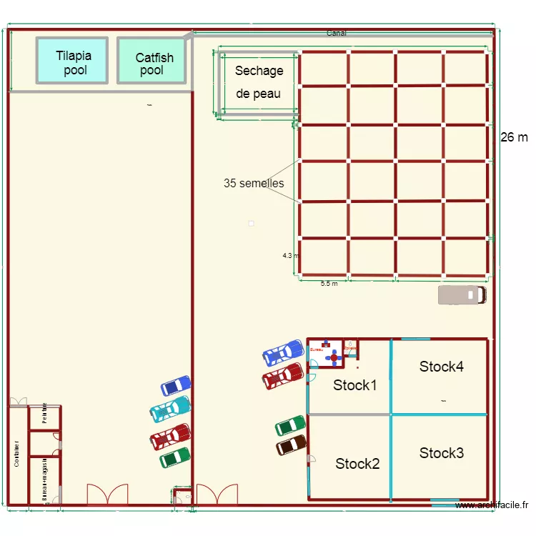 hangar ouest. Floor plan with 