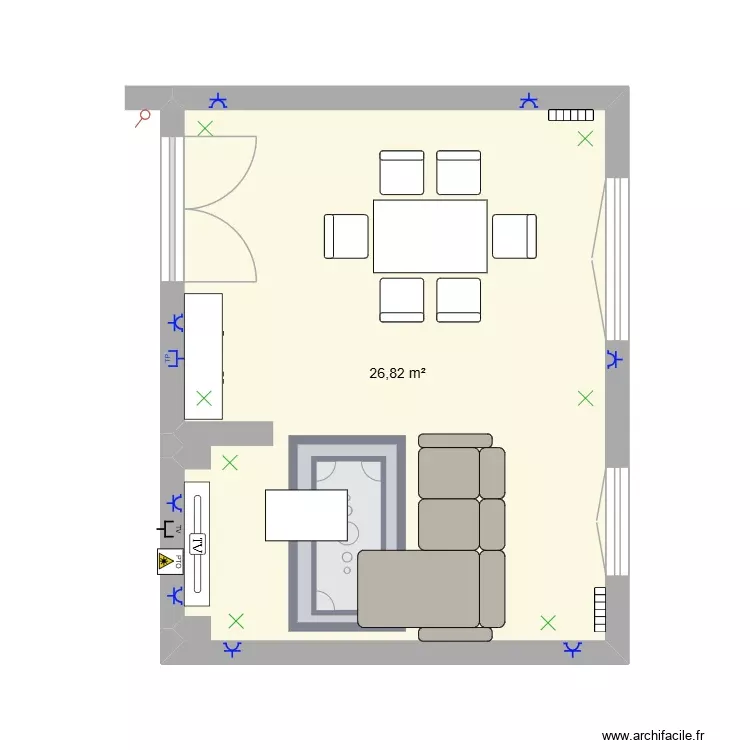 Salon nouvelle install. Floor plan with 1 Room and 27 m²